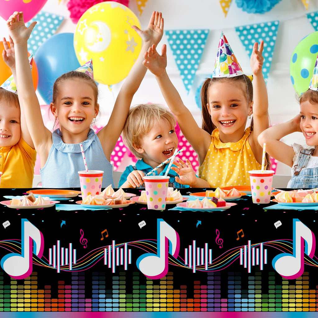 Gatherfun Music Party Disposable Tablecloth – 3-Pack, 54" x 108" | Music Theme Birthday Table Cover
