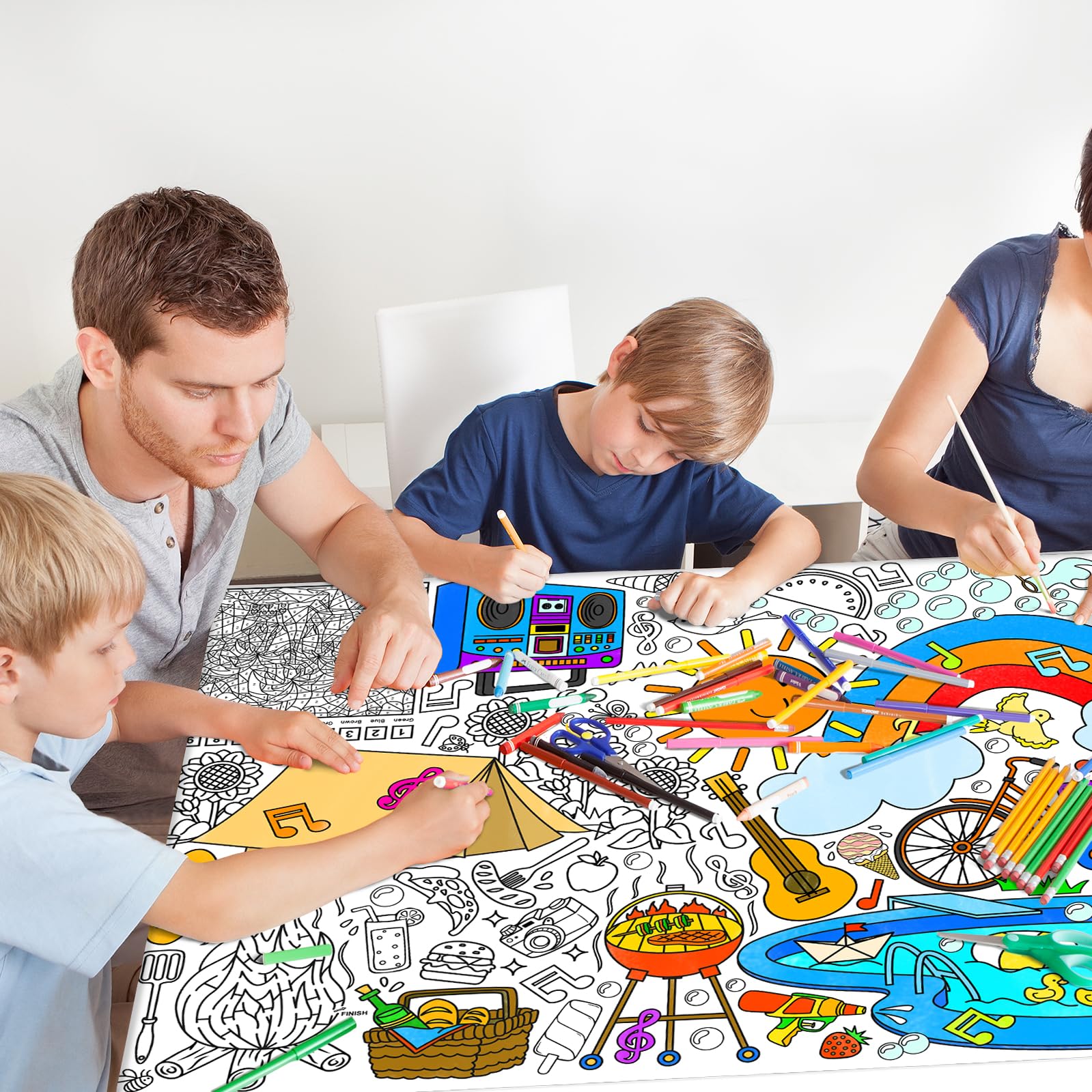 Gatherfun Giant Coloring Poster for Classroom – 31.5x72 Table Cover & Summer Banner