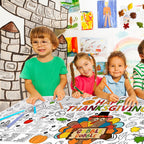 Gatherfun Family Fun Thanksgiving Activity Poster – 31.5 x 72 in Turkey-Themed Coloring Banner & Table Cover