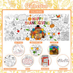 Gatherfun Family Fun Thanksgiving Activity Poster – 31.5 x 72 in Turkey-Themed Coloring Banner & Table Cover