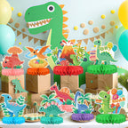 Gatherfun Dinosaur Birthday Party Kit – Honeycomb Centerpiece & Dino Table Decorations