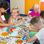 Gatherfun Giant Coloring Poster for Classroom – 31.5x72 Table Cover & Summer Banner