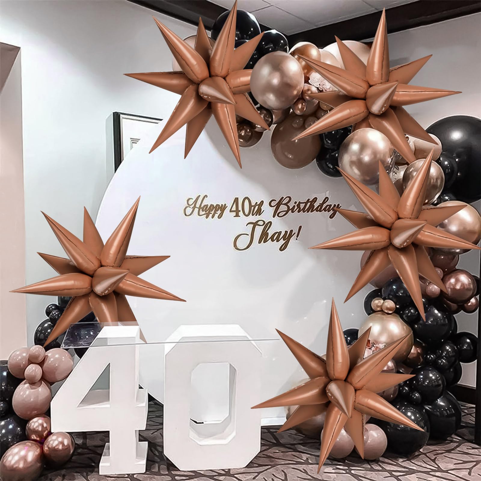 GCTWFYK 72 Pcs Chocolate Color Star Balloons – 26 Inch Foil Cone Explosion Balloons for Weddings & Parties