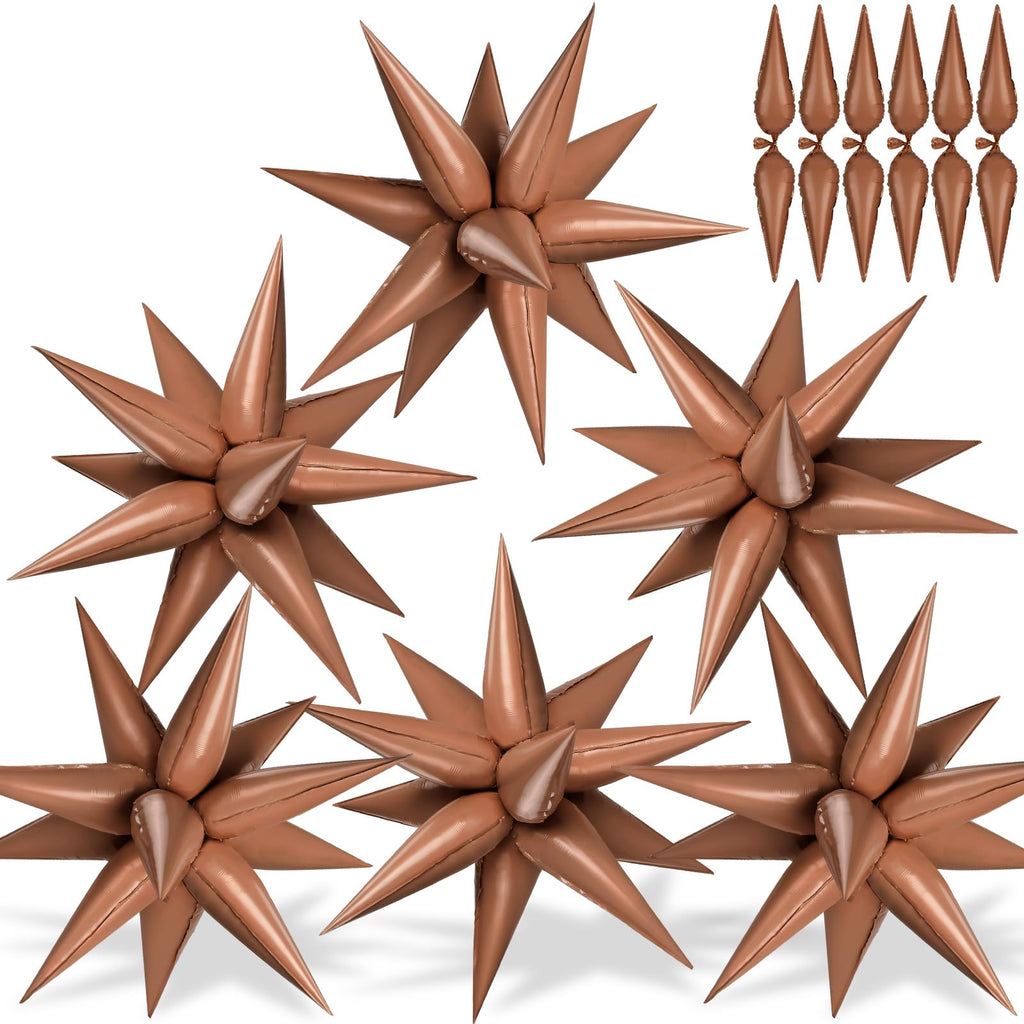 GCTWFYK 72 Pcs Chocolate Color Star Balloons – 26 Inch Foil Cone Explosion Balloons for Weddings & Parties