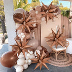 GCTWFYK 72 Pcs Chocolate Color Star Balloons – 26 Inch Foil Cone Explosion Balloons for Weddings & Parties