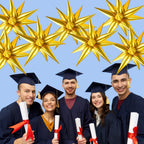 GCTWFYK Gold Star Balloons - 72-Piece 26-Inch Mylar Foil Cone Balloons, 12-Point Star Explosion for Birthday, Wedding & Graduation
