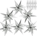 GCTWFYK 74 Pcs Silver Star Balloons | 12-Point Cone Foil Mylar for Party Decor