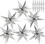 GCTWFYK 74 Pcs Silver Star Balloons | 12-Point Cone Foil Mylar for Party Decor