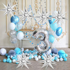 GCTWFYK 74 Pcs Silver Star Balloons | 12-Point Cone Foil Mylar for Party Decor
