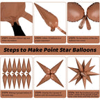 GCTWFYK 72 Pcs Chocolate Color Star Balloons – 26 Inch Foil Cone Explosion Balloons for Weddings & Parties