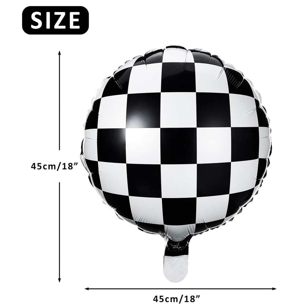 Gejoy Checkerboard Balloons 18in Aluminum Foil - 12 Pack for Racing Theme Parties