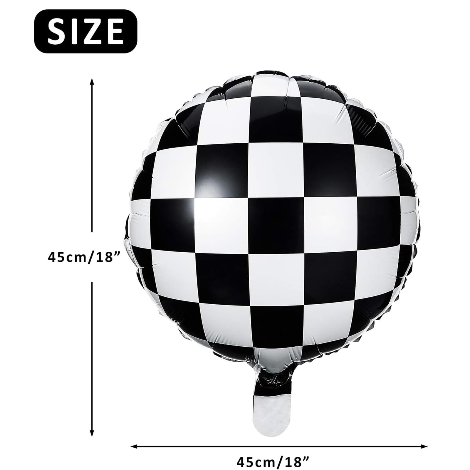 Gejoy Checkerboard Balloons 18in Aluminum Foil - 12 Pack for Racing Theme Parties