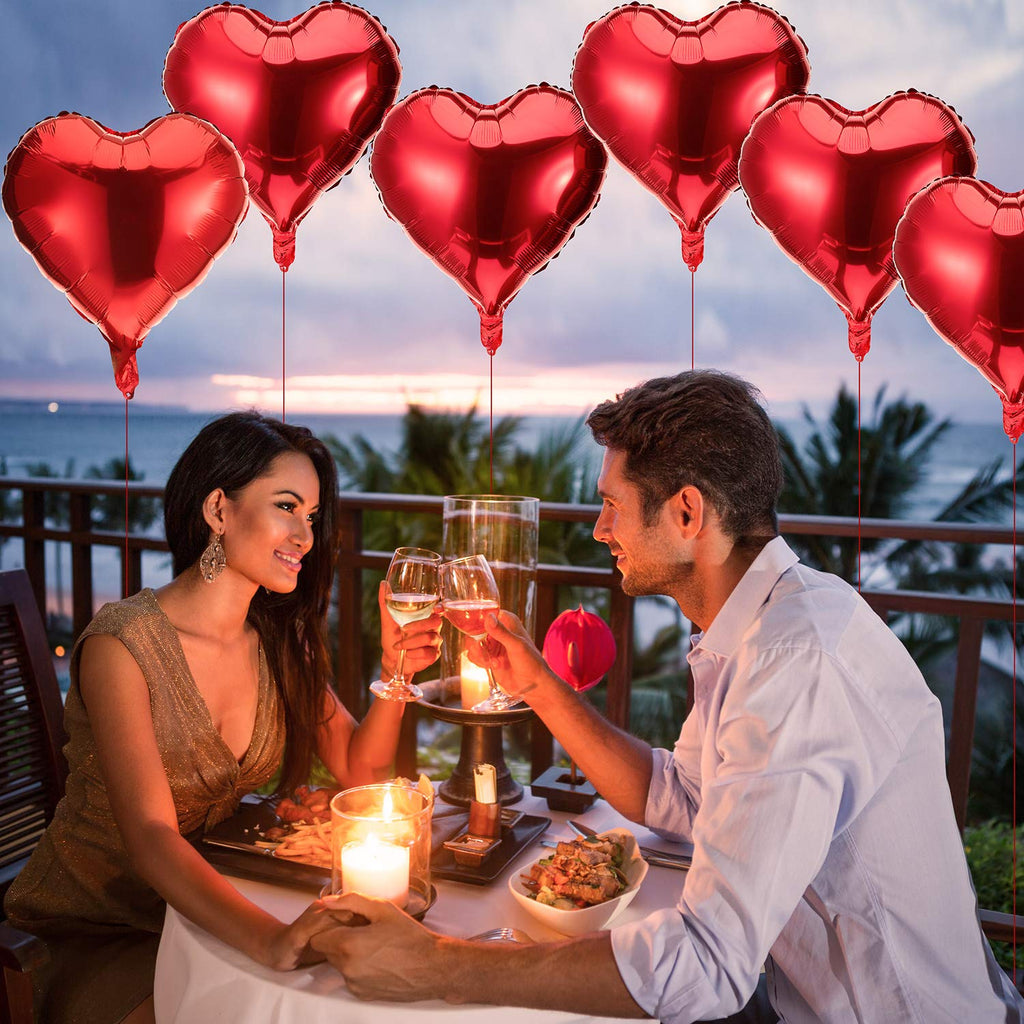Gejoy 32-Piece 18-Inch Red Heart Foil Balloons – Valentine’s Day & Proposal Decor
