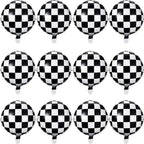 Gejoy Checkerboard Balloons 18in Aluminum Foil - 12 Pack for Racing Theme Parties