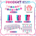 Gejoy 171 Pcs Dog Birthday Party Decorations Set — Paw Plates, Banner, Tablecloths & More for 24 Guests