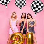 Gejoy Checkerboard Balloons 18in Aluminum Foil - 12 Pack for Racing Theme Parties