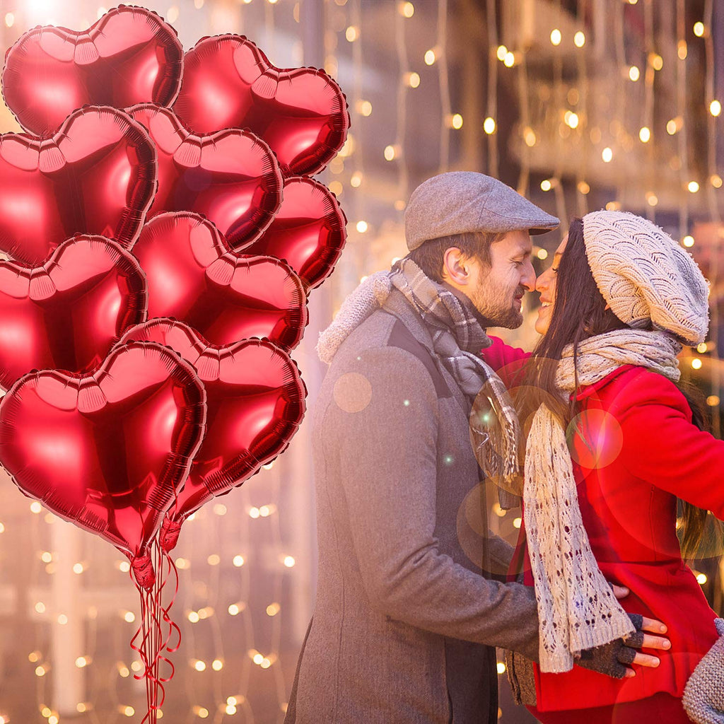 Gejoy 32-Piece 18-Inch Red Heart Foil Balloons – Valentine’s Day & Proposal Decor