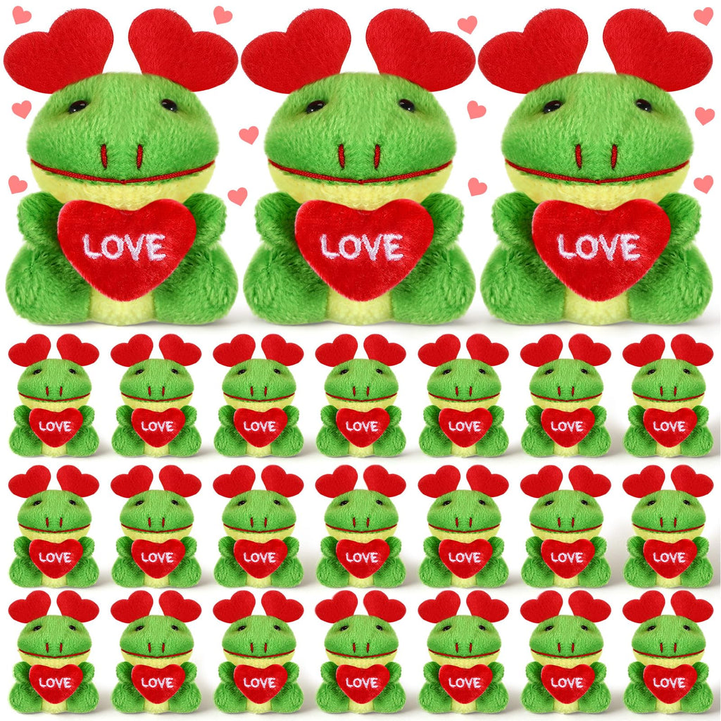 Gejoy 24 Mini Valentines Frog Plush Keychains – Kids Party Favors