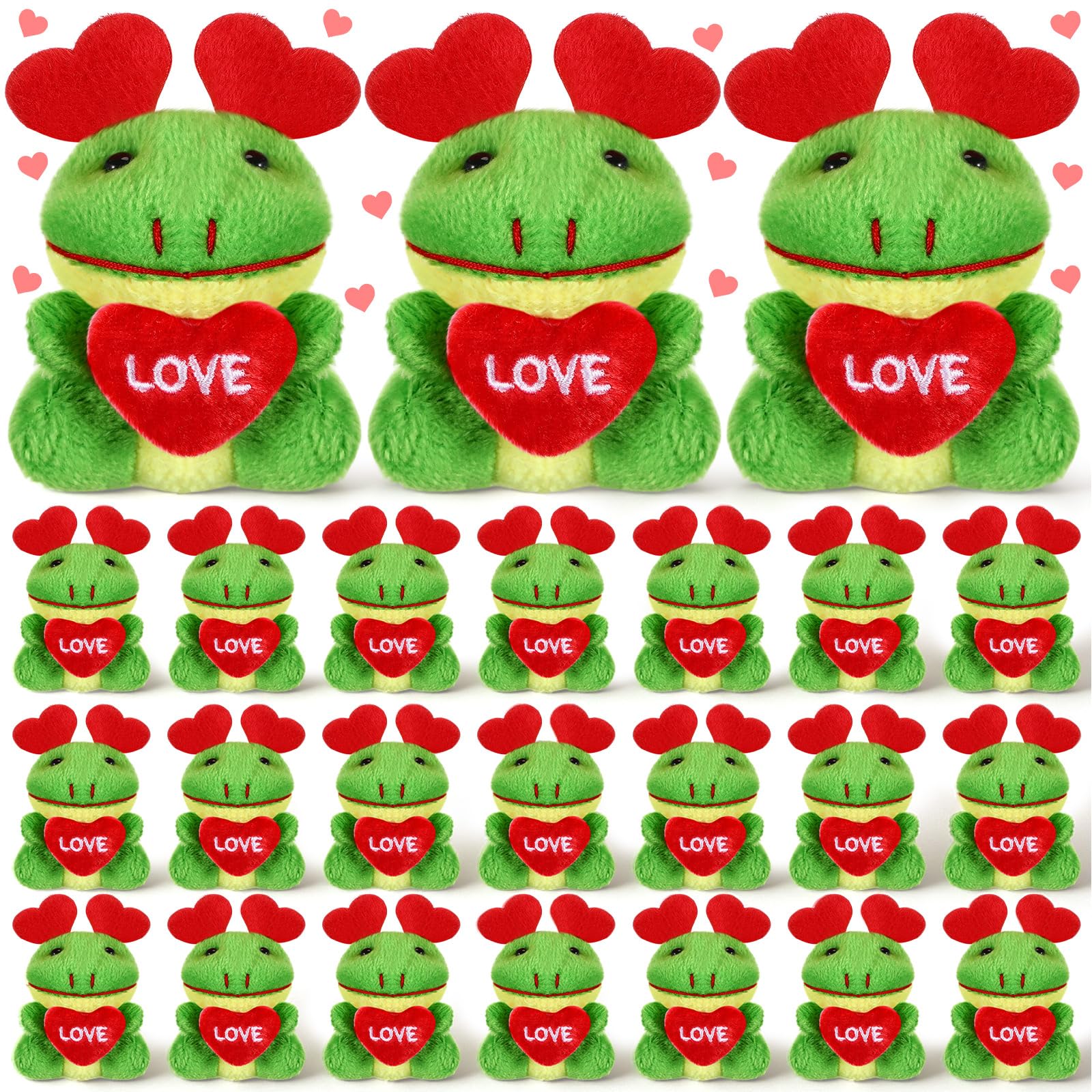 Gejoy 24 Mini Valentines Frog Plush Keychains – Kids Party Favors