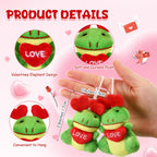 Gejoy 24 Mini Valentines Frog Plush Keychains – Kids Party Favors