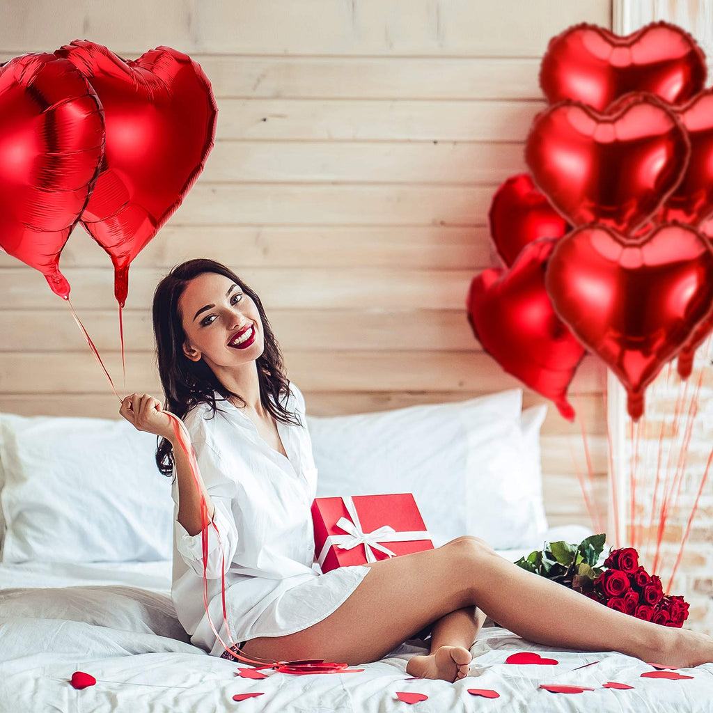 Gejoy 32-Piece 18-Inch Red Heart Foil Balloons – Valentine’s Day & Proposal Decor