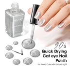 GELLEN Quick Dry Cat Eye Nail Polish Kit – Pink Silver Champagne Magnetic 3D Cat Eye