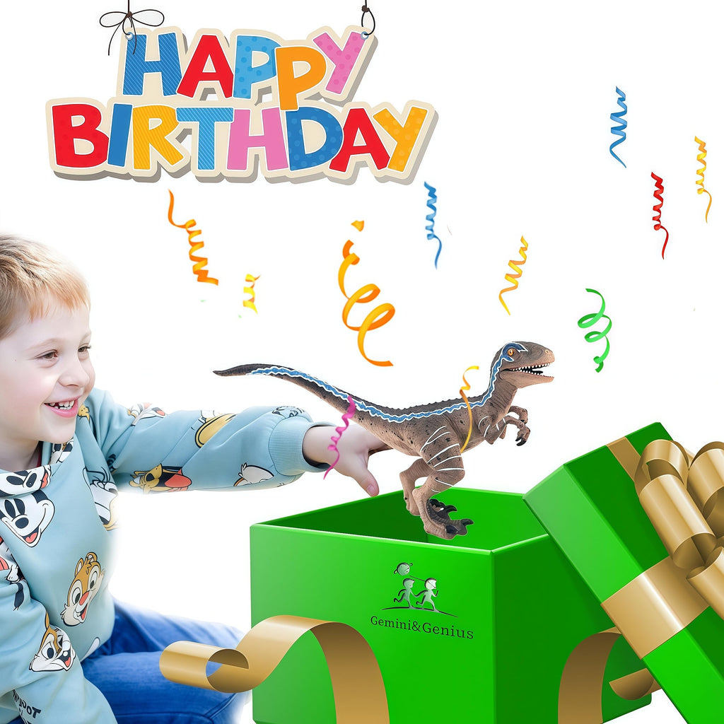 Gemini&Genius Velociraptor Toy with Movable Jaw and Hands | Cake Topper & Collectible Figure