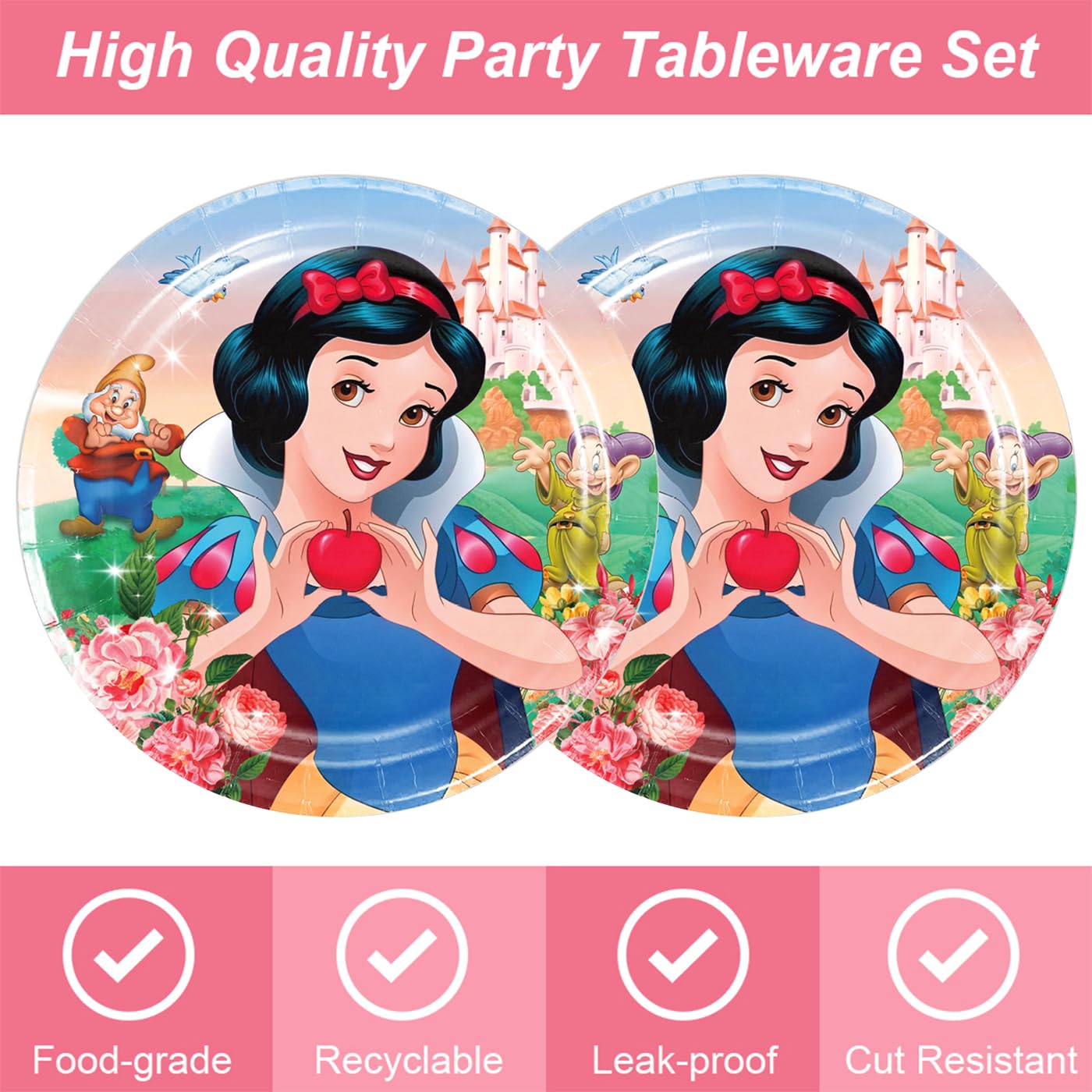 40pcs Snow White Birthday Party Decoration – Plates & Napkins Set | Generic