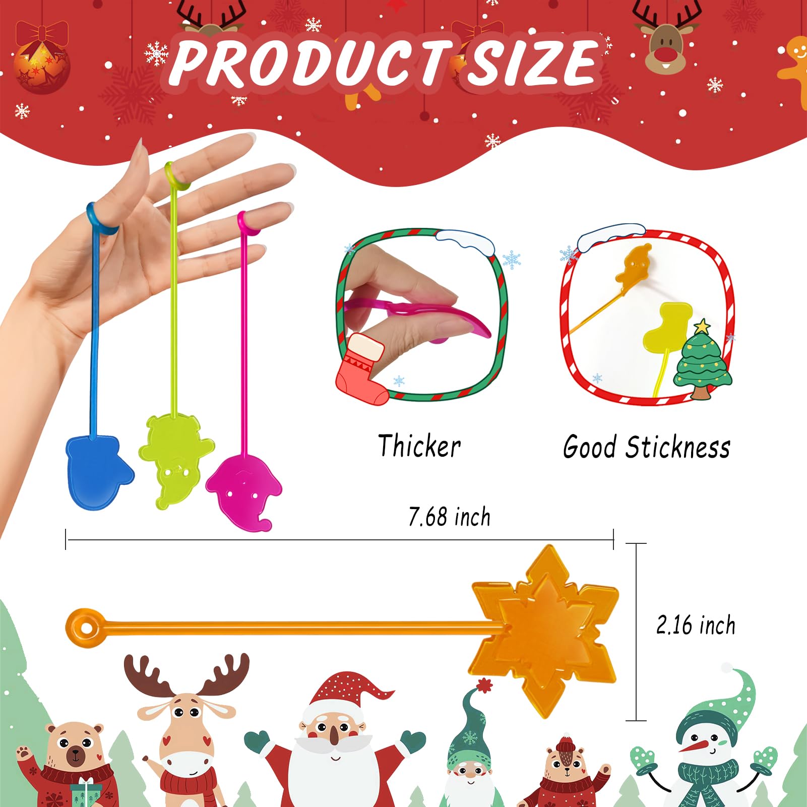 Genuvi Christmas Sticky Hands Bulk 42-Pack – Kids Party Favors & Stocking Stuffers