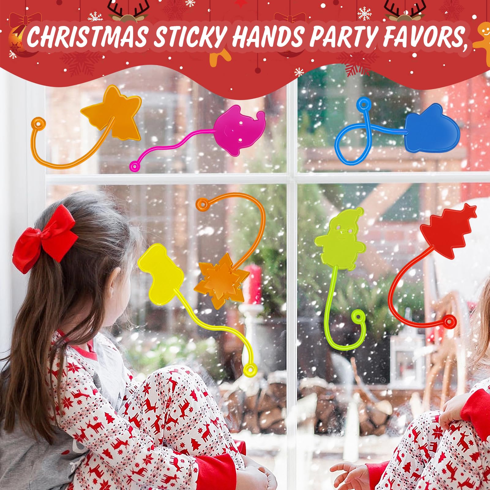 Genuvi Christmas Sticky Hands Bulk 42-Pack – Kids Party Favors & Stocking Stuffers
