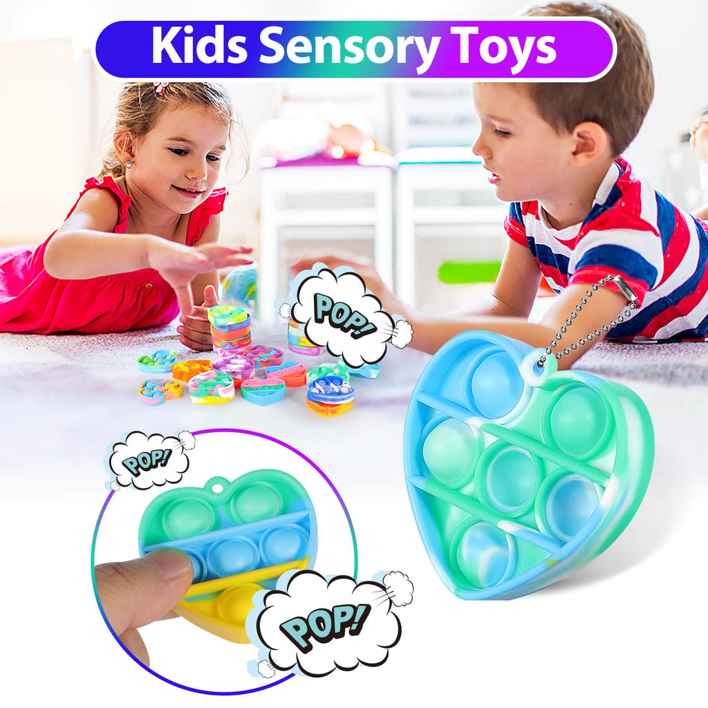 Genuvi Pop Fidget Toys Bulk – 30-Pack Valentine Kids Party Favors & Classroom Prizes