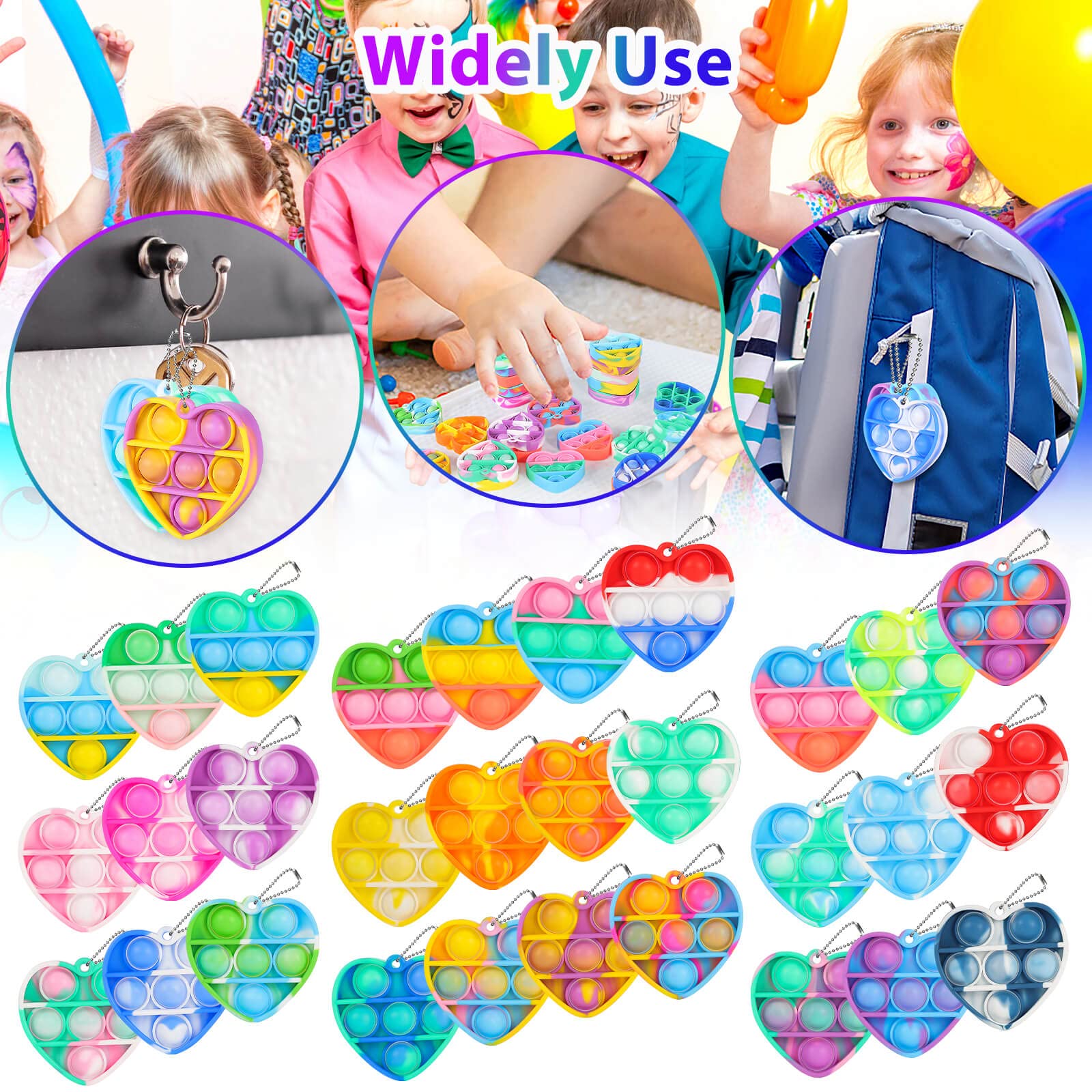 Genuvi Pop Fidget Toys Bulk – 30-Pack Valentine Kids Party Favors & Classroom Prizes
