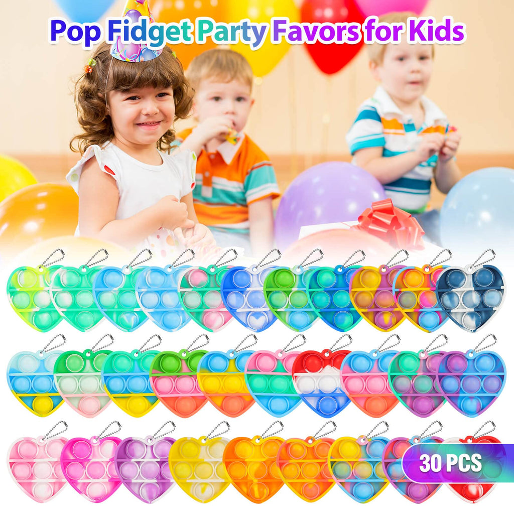 Genuvi Pop Fidget Toys Bulk – 30-Pack Valentine Kids Party Favors & Classroom Prizes