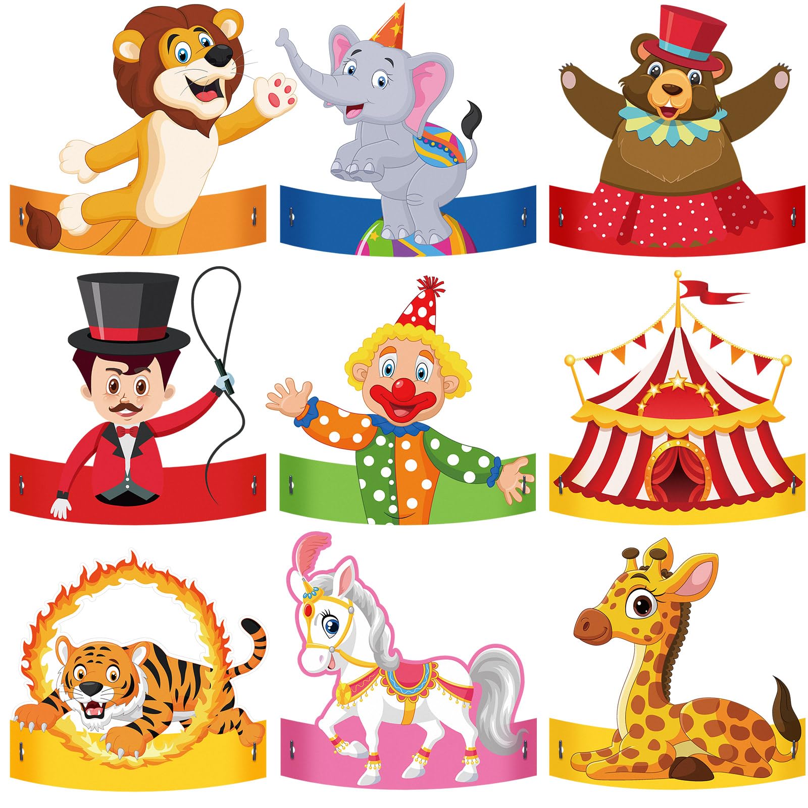 Gersoniel 24 Stück Zirkus-Partyhüte für Kinder – Bunte Tierkronen für die Geburtstagsparty-Deko