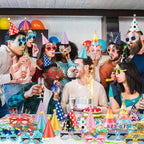 Gersoniel 24 Pcs Birthday Party Hats Set – Cone Hats with Pom Poms & Glasses for Family Celebrations