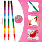 Geyee 27-Piece Valentine's Day Coloring Books Set with Stacking Crayons – Kids Party Favors & Classroom Activity Bundle