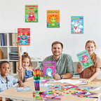 Geyee 27-Piece Valentine's Day Coloring Books Set with Stacking Crayons – Kids Party Favors & Classroom Activity Bundle
