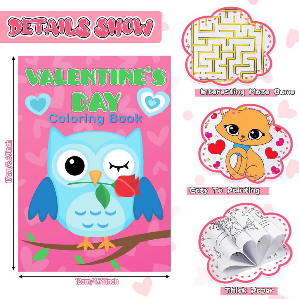 Geyee 27-Piece Valentine's Day Coloring Books Set with Stacking Crayons – Kids Party Favors & Classroom Activity Bundle