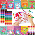 Geyee 27-Piece Valentine's Day Coloring Books Set with Stacking Crayons – Kids Party Favors & Classroom Activity Bundle