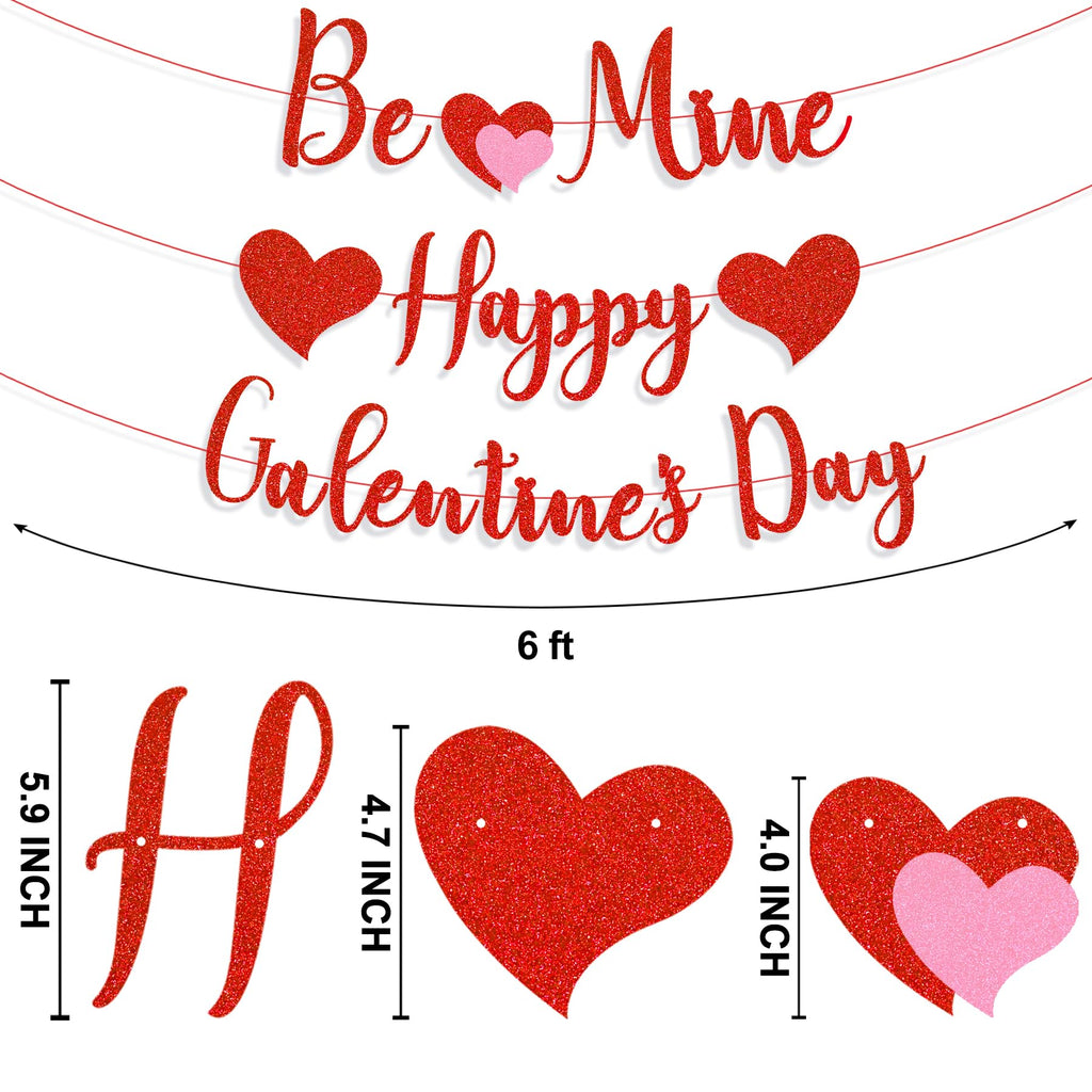 Gifloon Happy Galentine's Day Banner – Pre-Strung Be Mine Decor for Galentine's Day