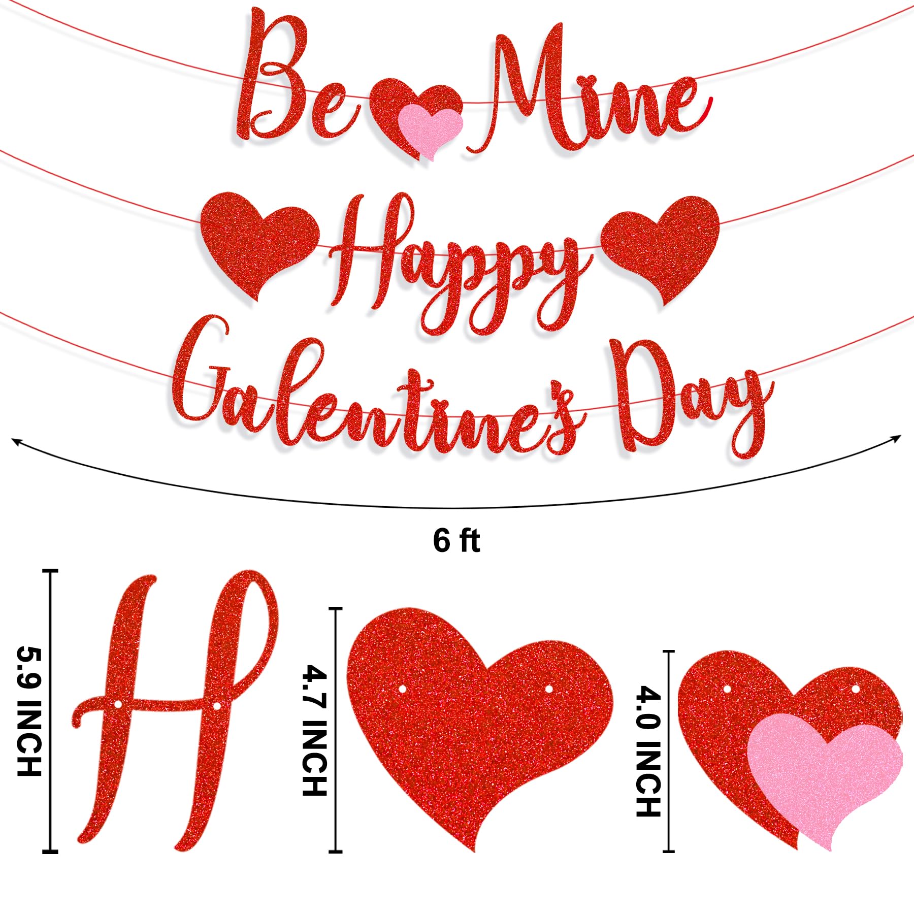 Gifloon Happy Galentine's Day Banner – Pre-Strung Be Mine Decor for Galentine's Day