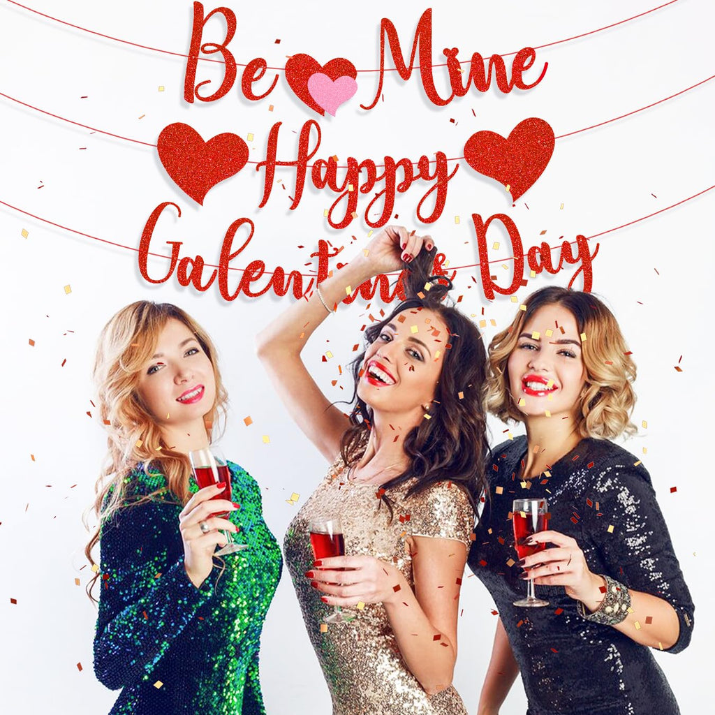 Gifloon Happy Galentine's Day Banner – Pre-Strung Be Mine Decor for Galentine's Day