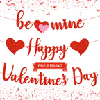 Gifloon Happy Valentines Banner – Pre-Strung Red Glitter Heart Decor