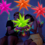 Gifloon Glow in The Dark Neon Spike Explosion Star Balloons – 72pc Party Decor Kit