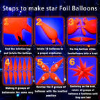 Gifloon Glow in The Dark Neon Spike Explosion Star Balloons – 72pc Party Decor Kit