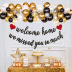Gifloon Pre-Strung Welcome Home Banner - We Missed You So Much (Black)