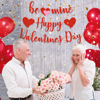 Gifloon Happy Valentines Banner – Pre-Strung Red Glitter Heart Decor
