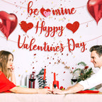 Gifloon Happy Valentines Banner – Pre-Strung Red Glitter Heart Decor