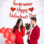 Gifloon Happy Valentines Banner – Pre-Strung Red Glitter Heart Decor