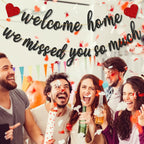 Gifloon Pre-Strung Welcome Home Banner - We Missed You So Much (Black)